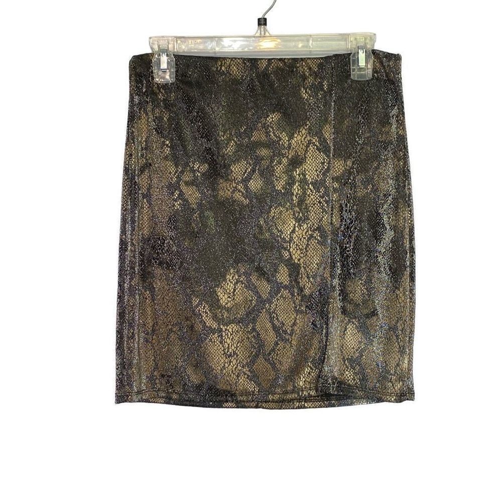 Windsor Shimmery Snake Print Mini Skirt with Side‎ Slit Size Large
